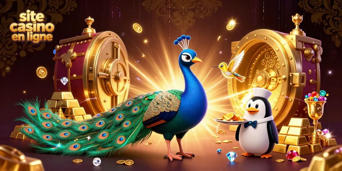 Gagnez sur le site de casino en ligne avec une illustration riche en détails sur les jeux et les gains.