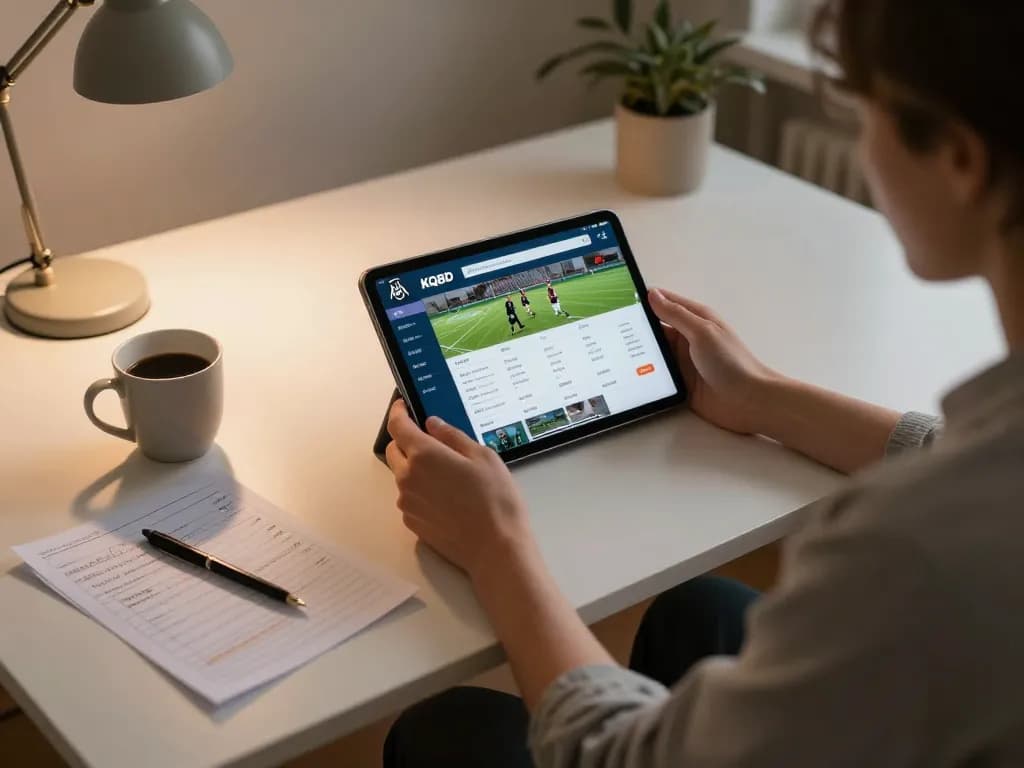 KQBD sports betting experience displayed on tablet in cozy home setting