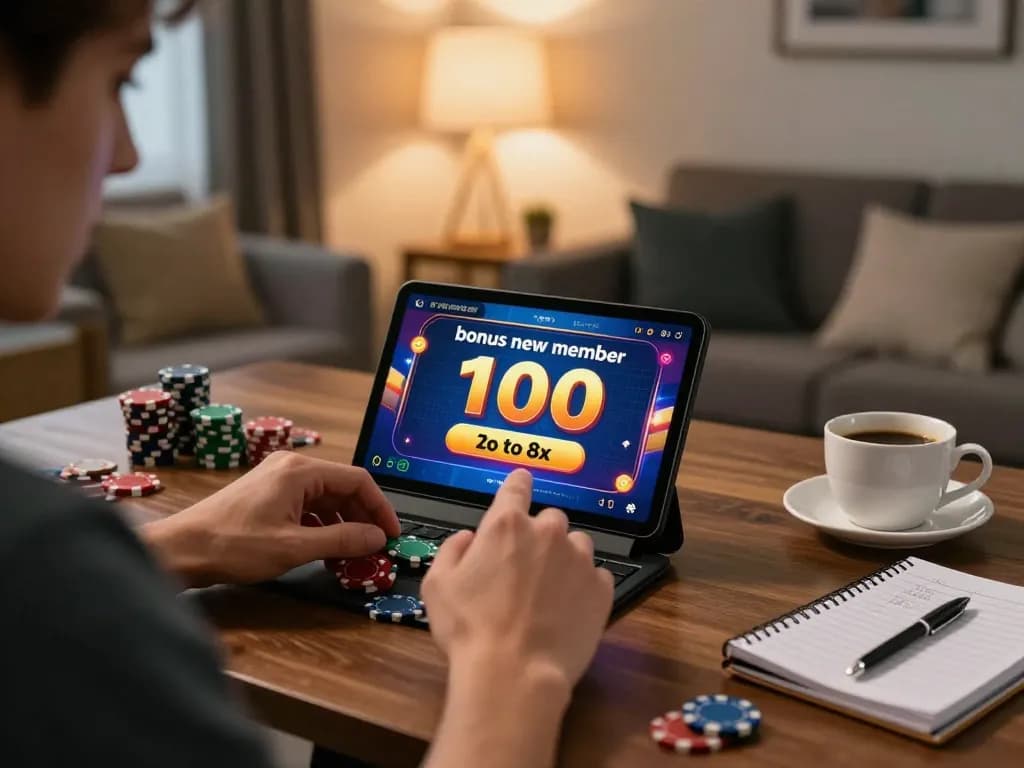 Experience the thrill of "bonus new member 100 to 8x" in a cozy online gaming setup promoting strategic gameplay.