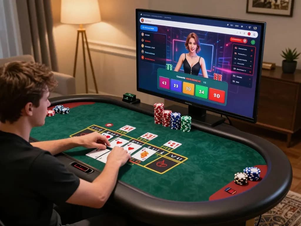 Players engaging in strategic blackjack gameplay on vipwin online casino platform, showcasing dynamic digital table action