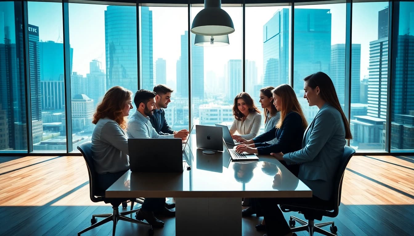 Dynamic meeting on managed it support services in a modern office with diverse team members collaborating.