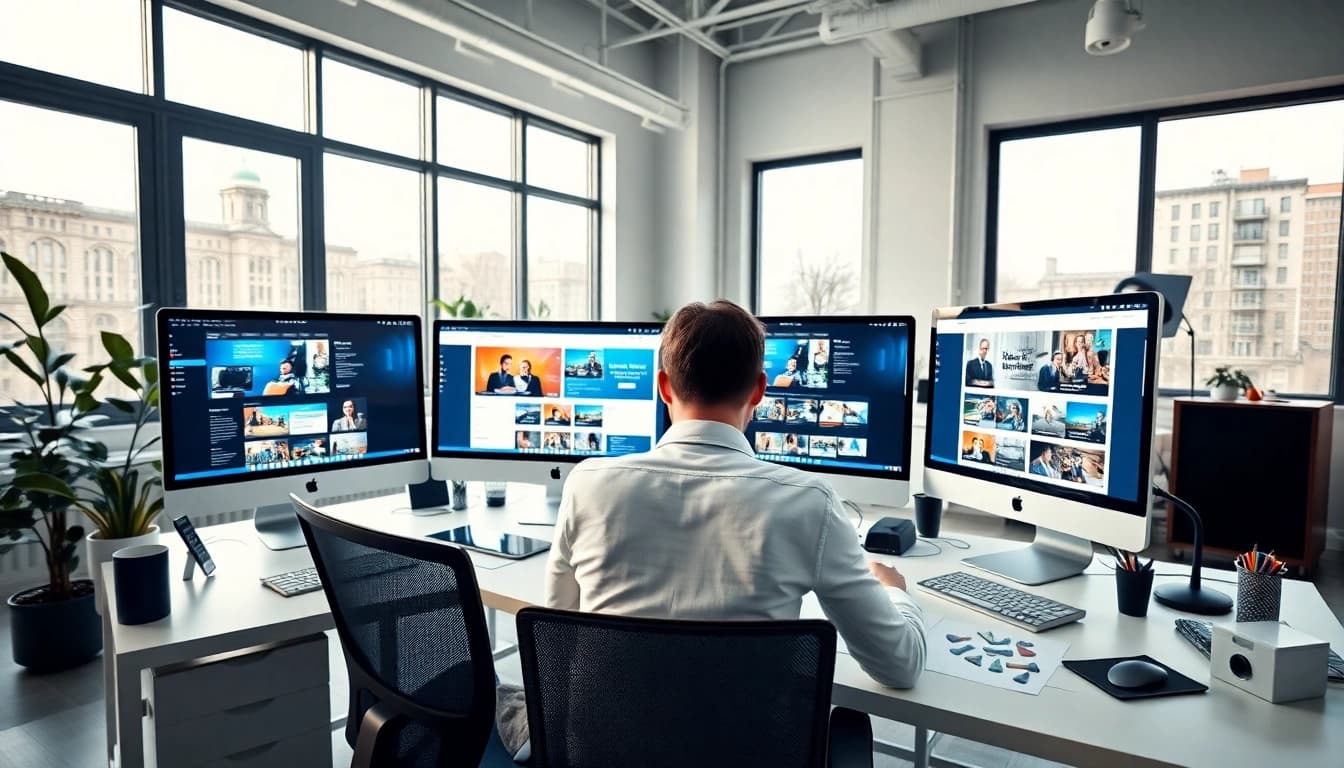 Showcasing expert web design in Edmonton, a professional designer engaged in creative work.