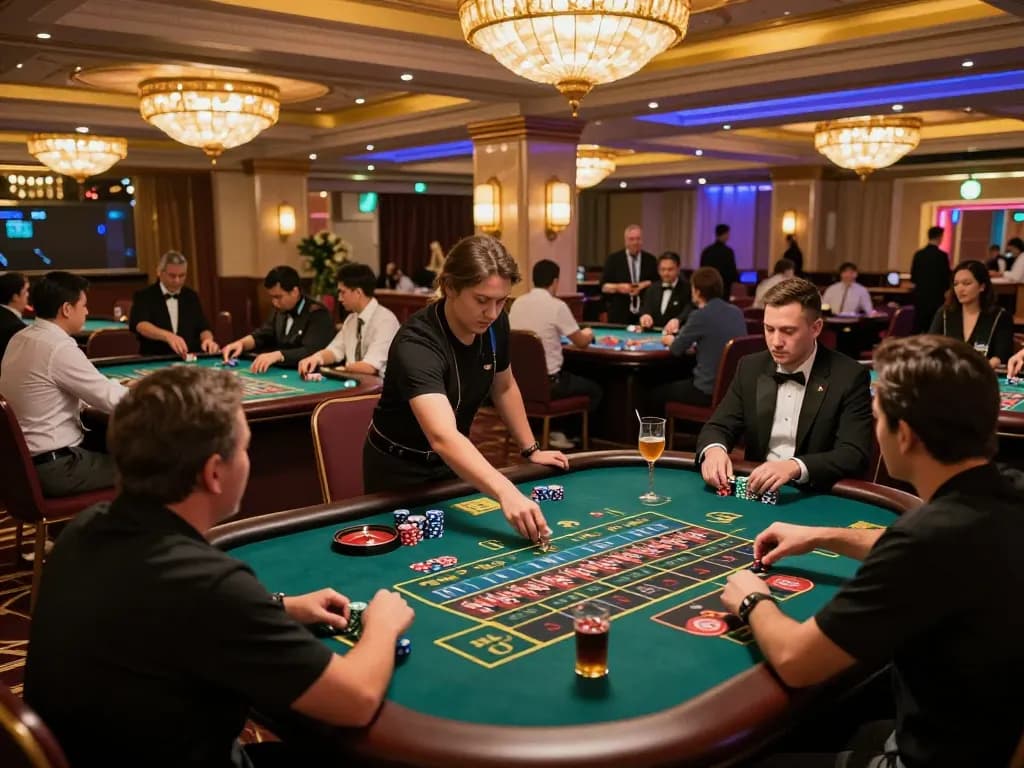 Engaged players at a lively casino roulette table discovering nha cai uy tin through thrilling gameplay and vibrant atmosphere.