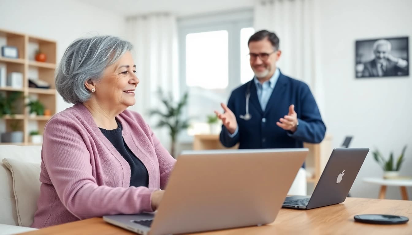 Access online medical advice from real doctors through a virtual consultation in a modern setting.