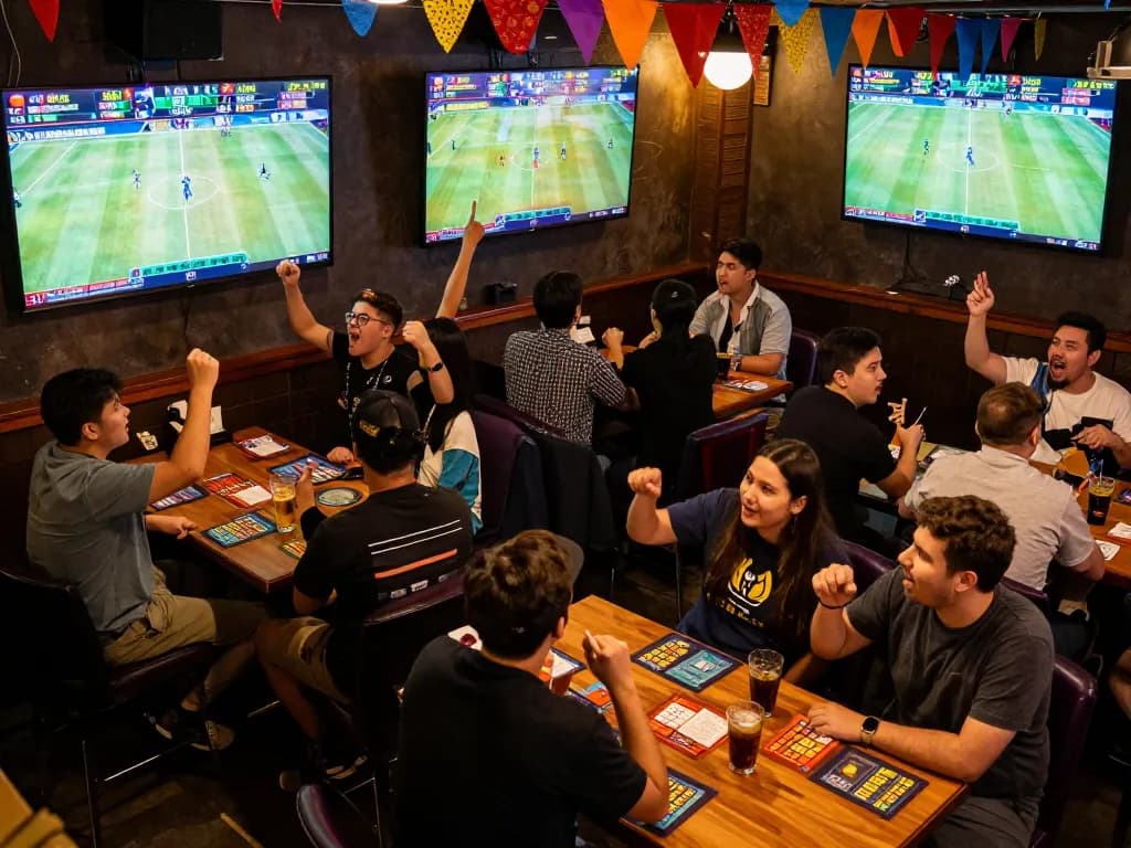 Fans engage in live sports betting on W 88 screens while celebrating the excitement of the games.