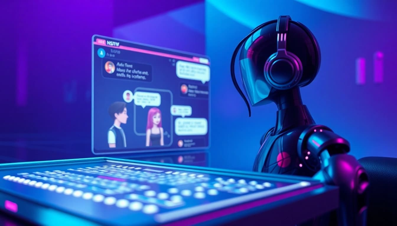 NSFW AI chatbot interface showcasing interactive avatars in an engaging atmosphere