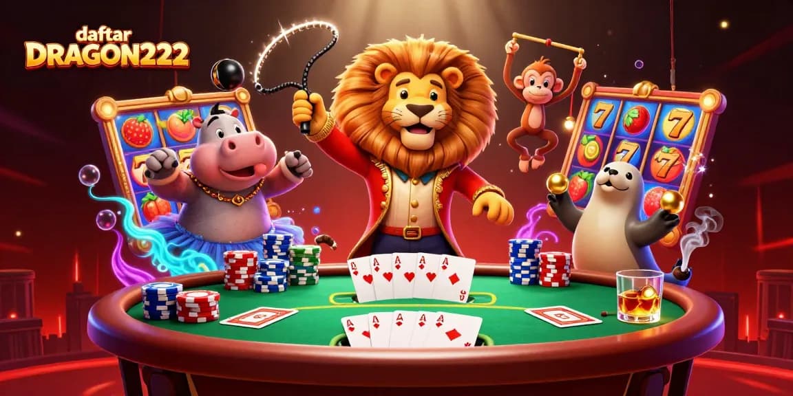 Engage with daftar DRAGON222 through vibrant casino characters and slots in an exciting 3D scene.