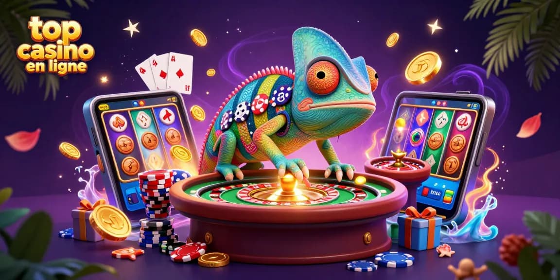 Des jeux au top casino en ligne : le caméléon gagne des pièces d'or à la roulette.