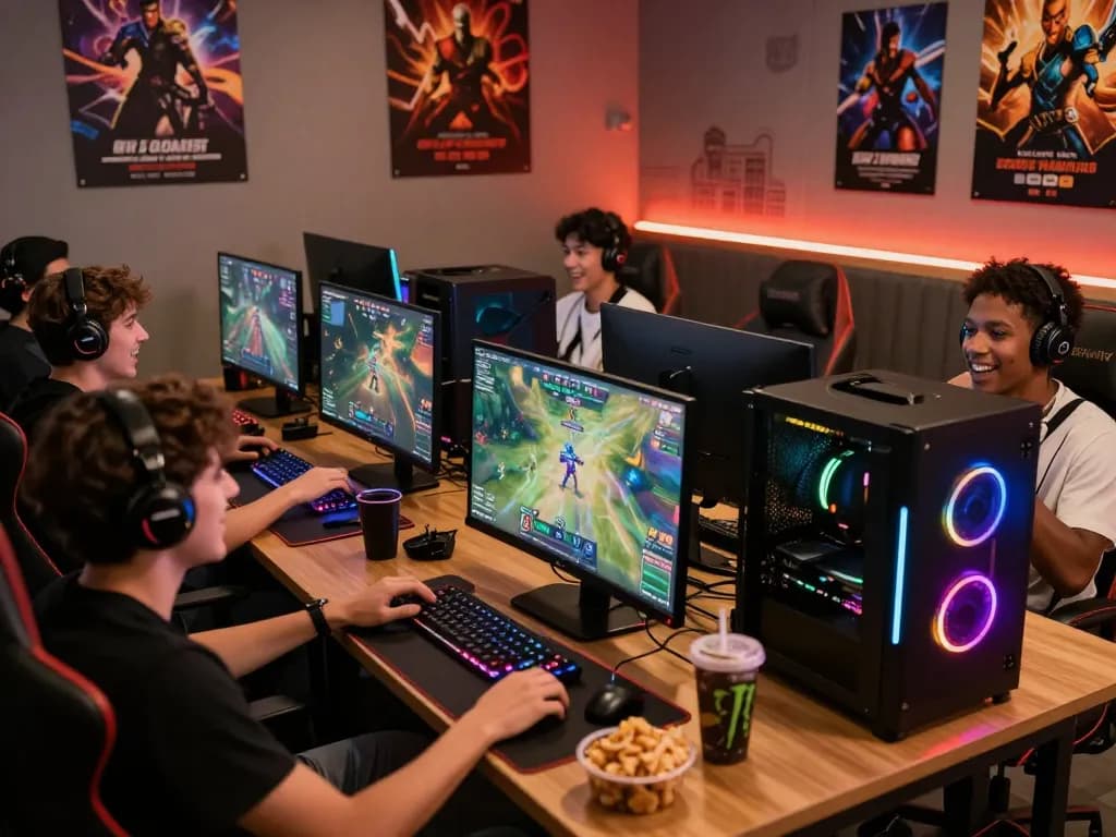 Players engaged in exciting online games on go88 platform in a vibrant gaming lounge.