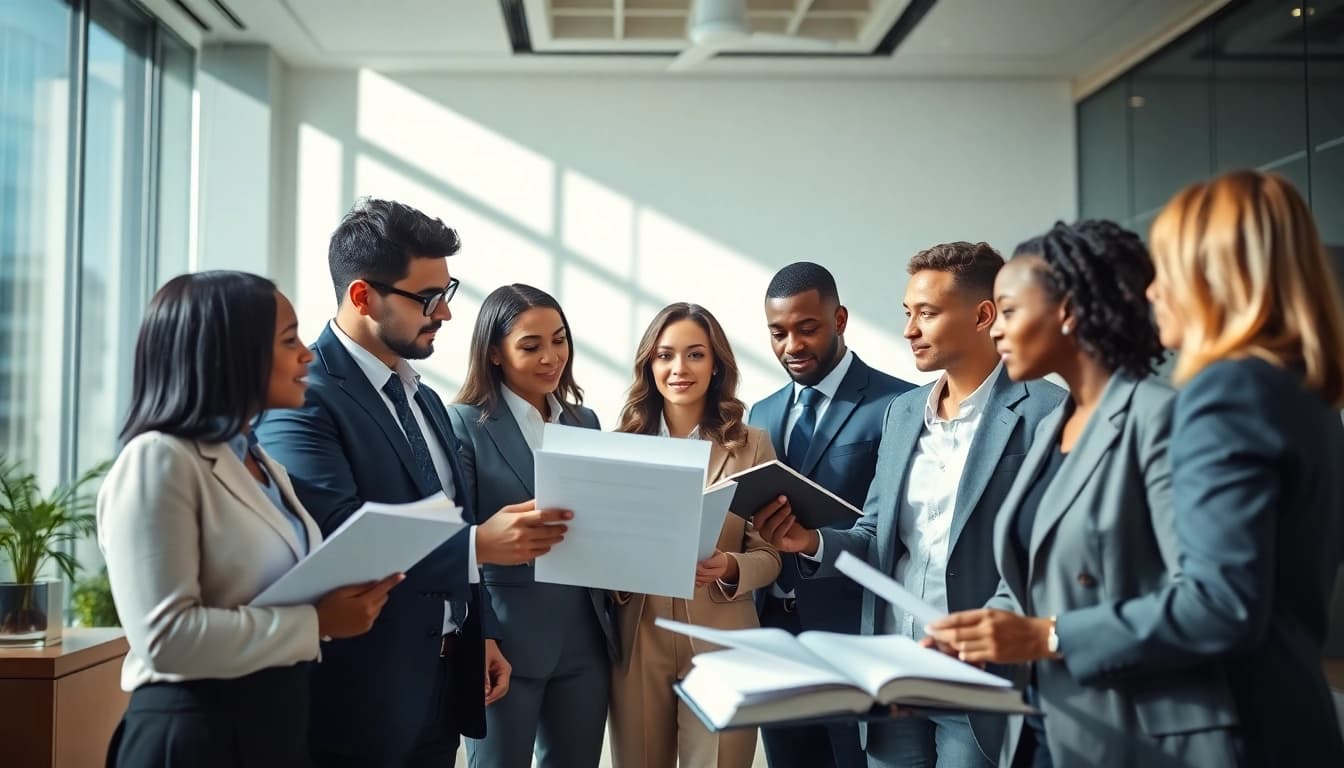 Best employment lawyers in Delhi NCR collaborating on contracts in a modern office.