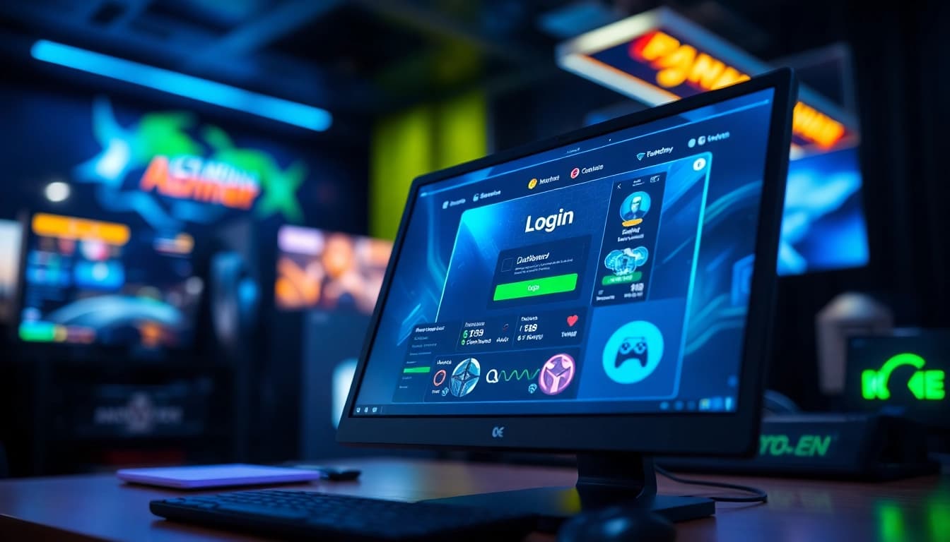 Diantogel login interface with vibrant graphics and engaging user interactions.