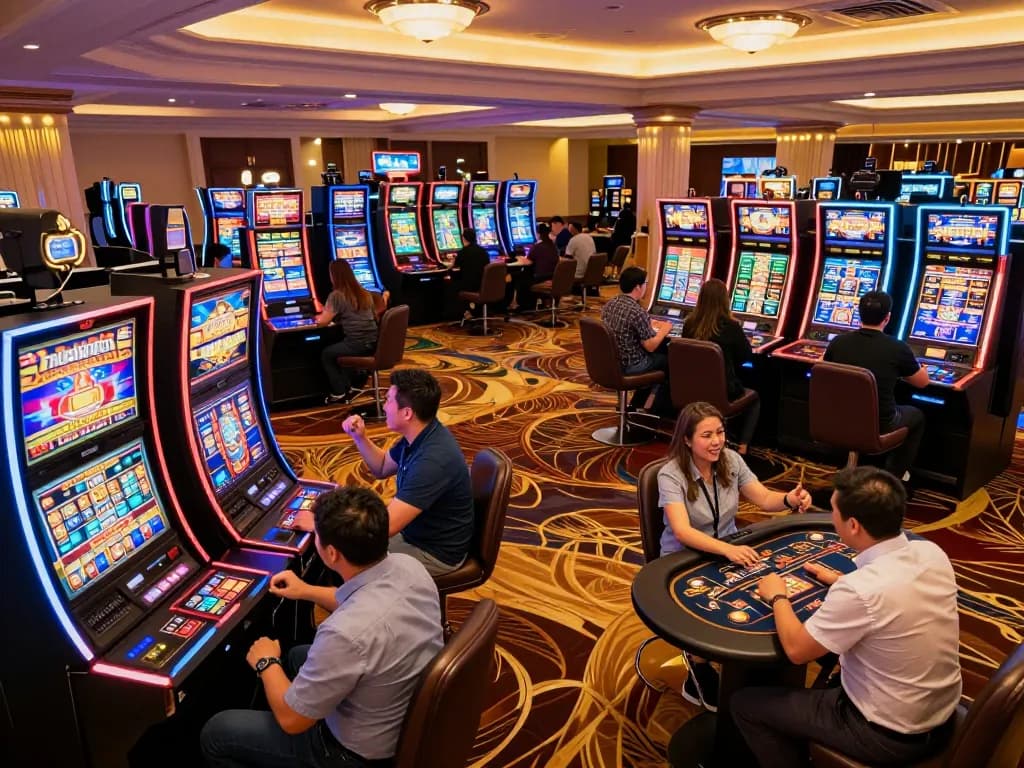 Experience the excitement at Trang chủ DABET with vibrant slot machines and enthusiastic players.