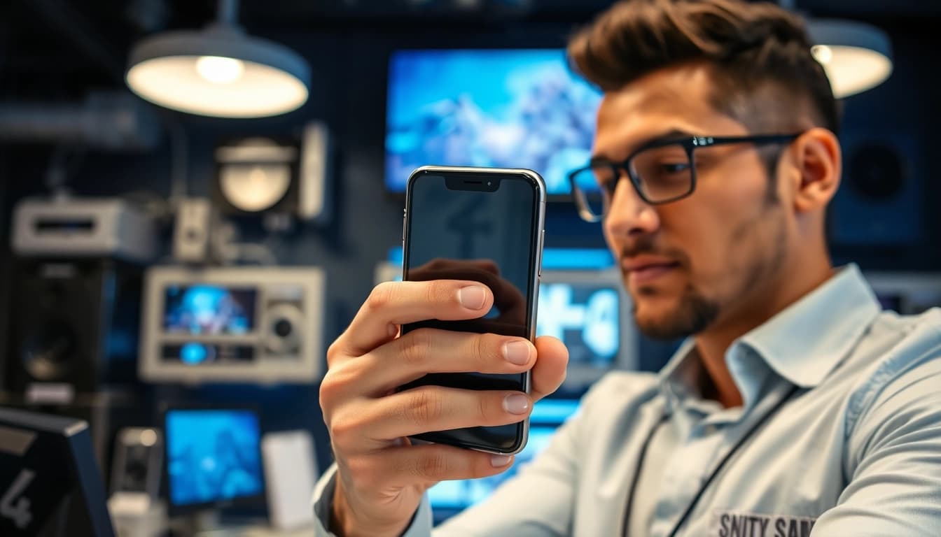 Sell my phone instant cash in a dynamic smartphone exchange scene featuring an enthusiastic person.