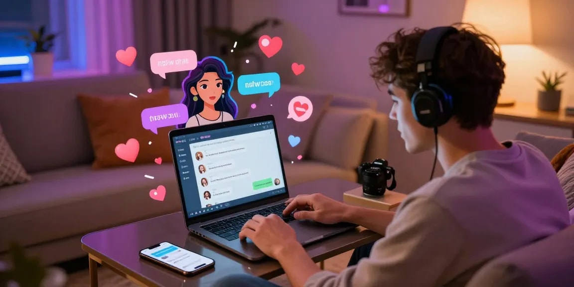 Engaging nsfw chat session in a vibrant digital environment with animated graphics and a cozy atmosphere.