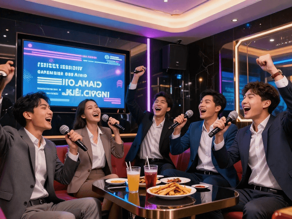 강남 타이밍을 활용한 고급 가라오케에서 즐거운 순간을 만끽하는 전문직 종사자들
