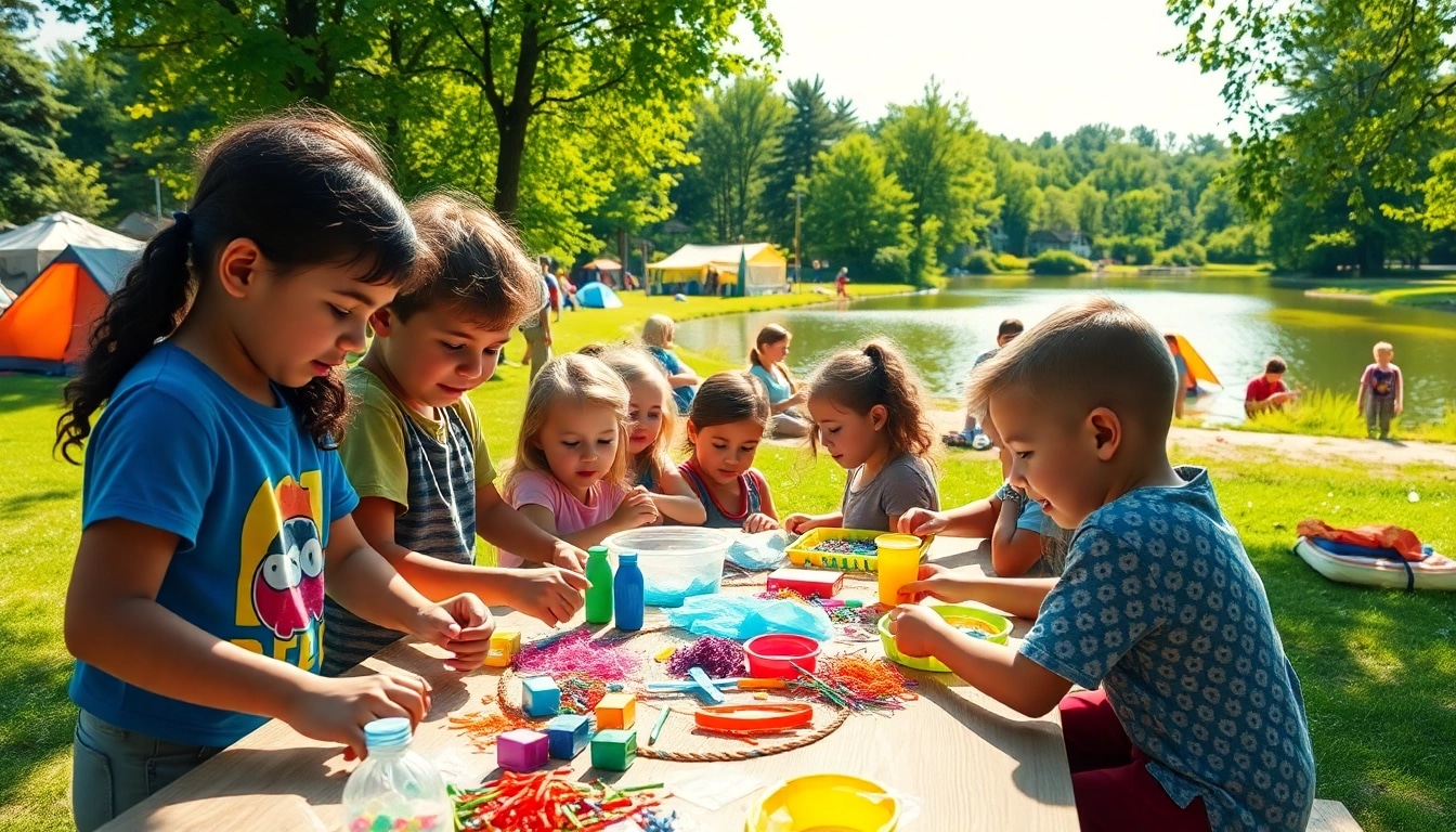 Kids participating in fun activities at a homeschool summer camp in a vibrant outdoor setting.