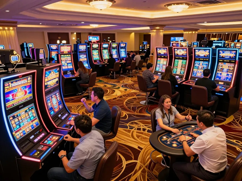 Experience the excitement at Trang chủ DABET with vibrant slot machines and enthusiastic players.