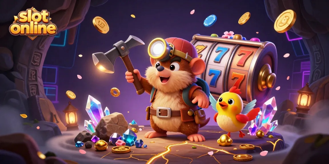 Engage with a thrilling slot online adventure featuring a treasure hunter mole and dynamic casino elements.