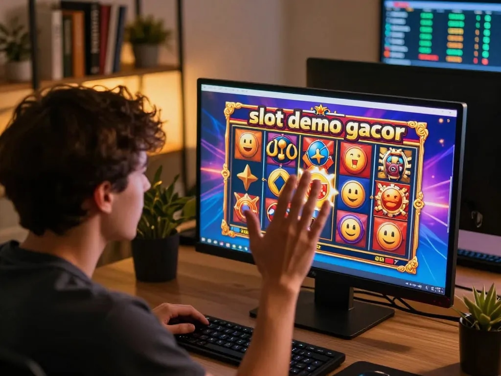 Pemain menikmati slot demo gacor, merayakan kemenangan jackpot dalam pengaturan bermain yang nyaman.