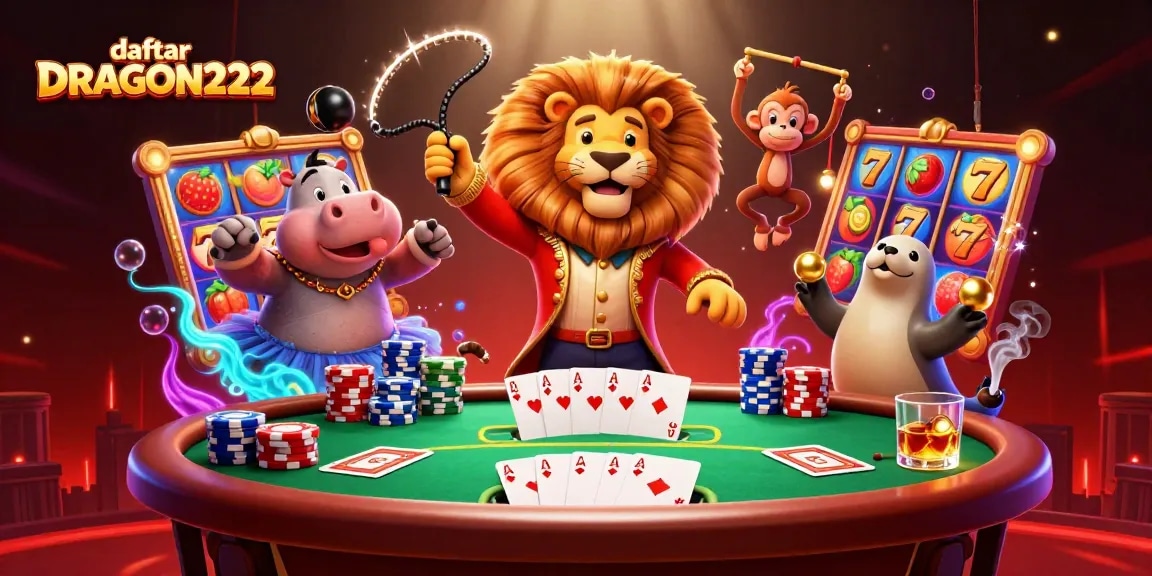 Engage with daftar DRAGON222 through vibrant casino characters and slots in an exciting 3D scene.