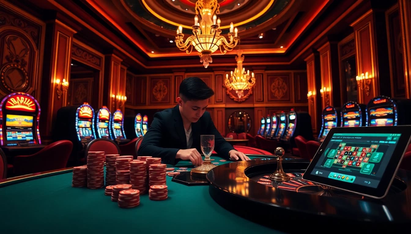 Découvrez l'excitation du meilleur casino en ligne avec des jetons de poker vibrants et une table de roulette.