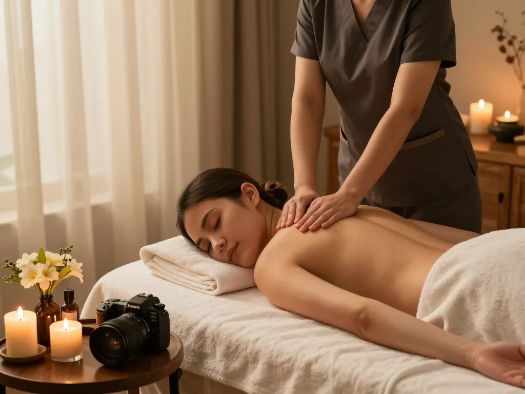 Relaxing aromatherapy massage by a professional therapist from maxim-anma.net in a calming home environment.