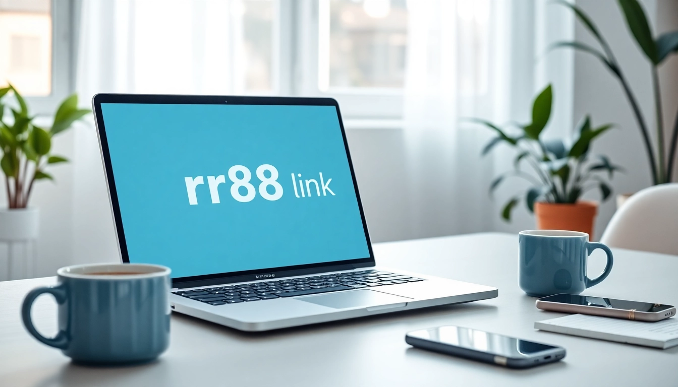 Engage with the rr88 link interface displayed on a sleek laptop in a modern workspace.