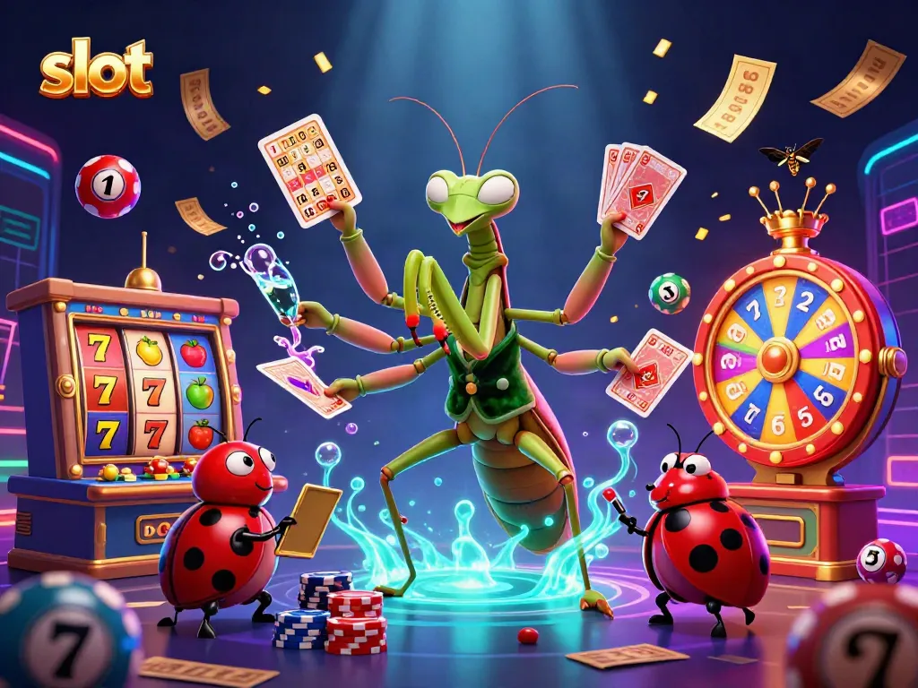 Engage with thrilling slot machine action featuring vibrant characters and elements in a dynamic casino setting.