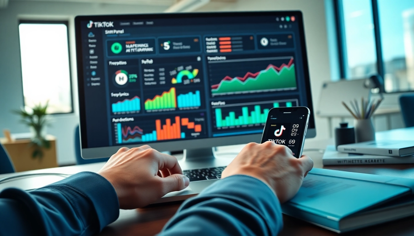 Manage your TikTok smm panel effectively with a digital marketing setup and analytics displayed.