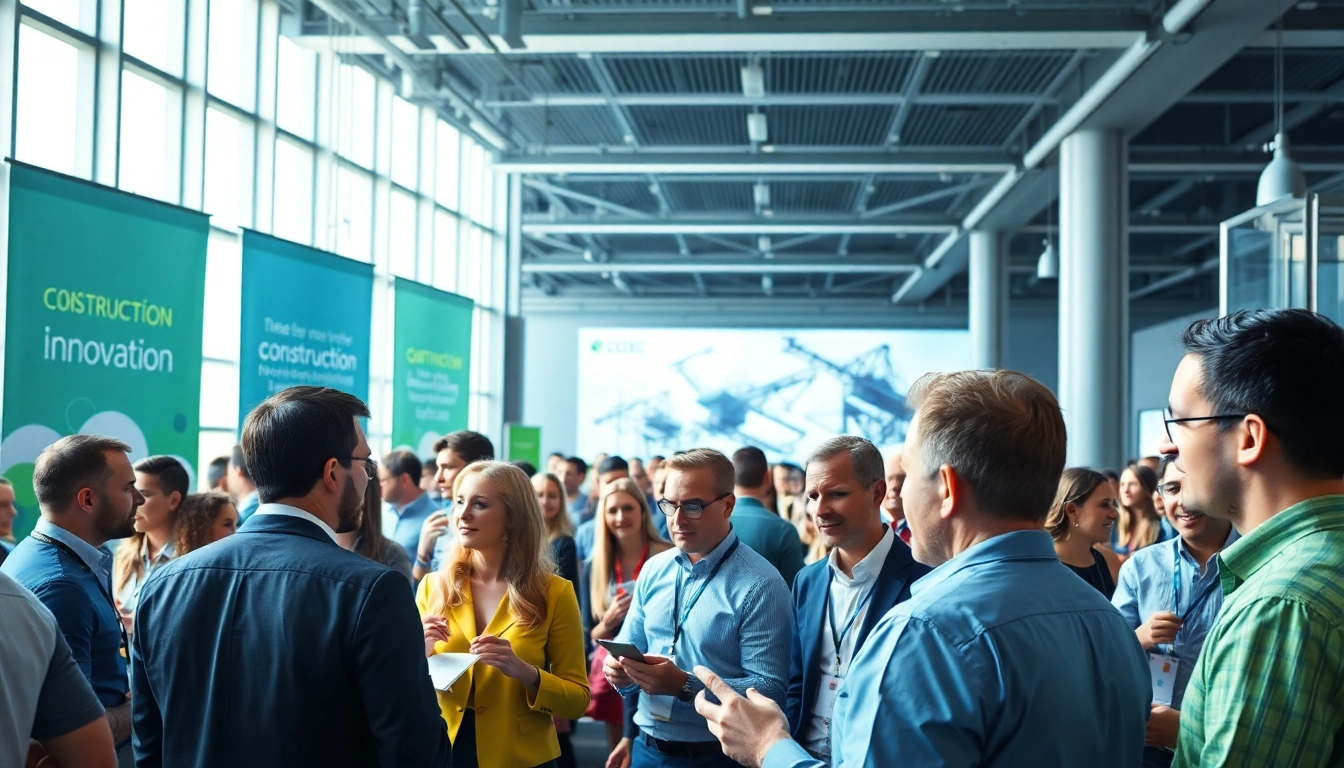 Engaging construction networking event showcasing professionals exchanging ideas and connections.