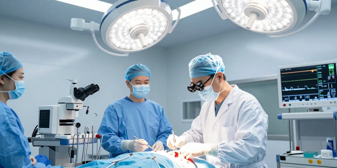 Bel fıtığı ameliyatı showcasing a surgeon performing minimally invasive spinal surgery in a modern clinic.
