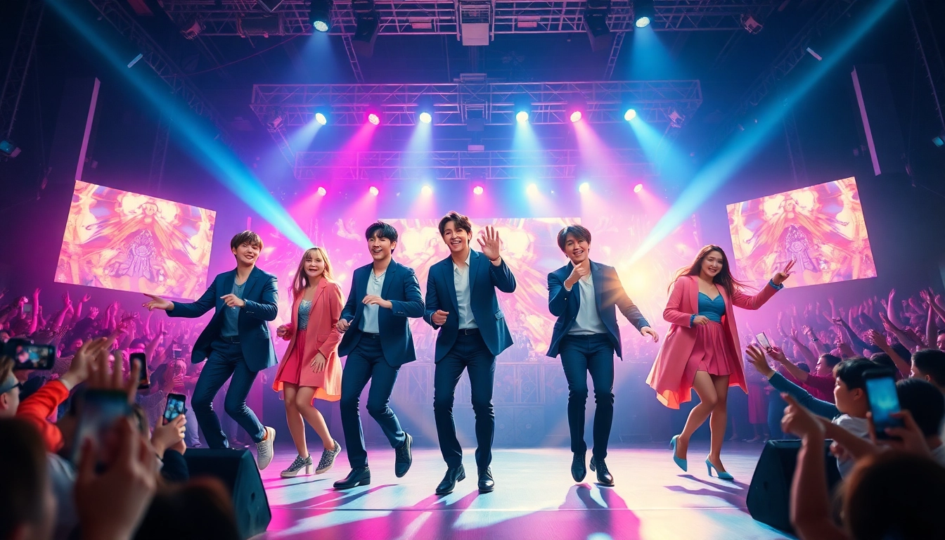 BTS news showcasing members performing energetically on stage, highlighting vibrant concert atmosphere.