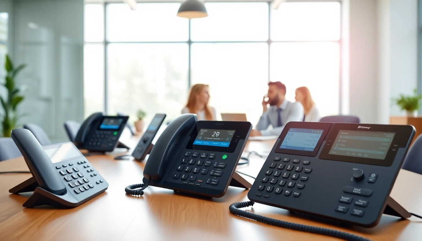 Optimize your small business phone system with a modern office setup showcasing advanced communication devices.