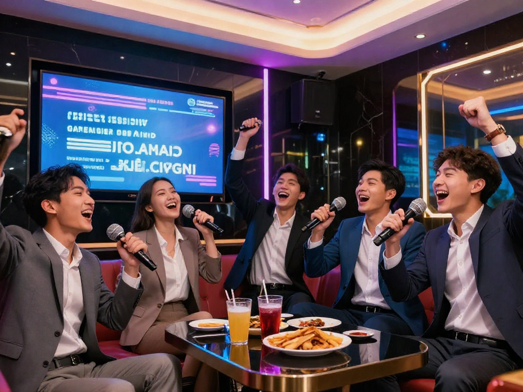 강남 타이밍을 활용한 고급 가라오케에서 즐거운 순간을 만끽하는 전문직 종사자들