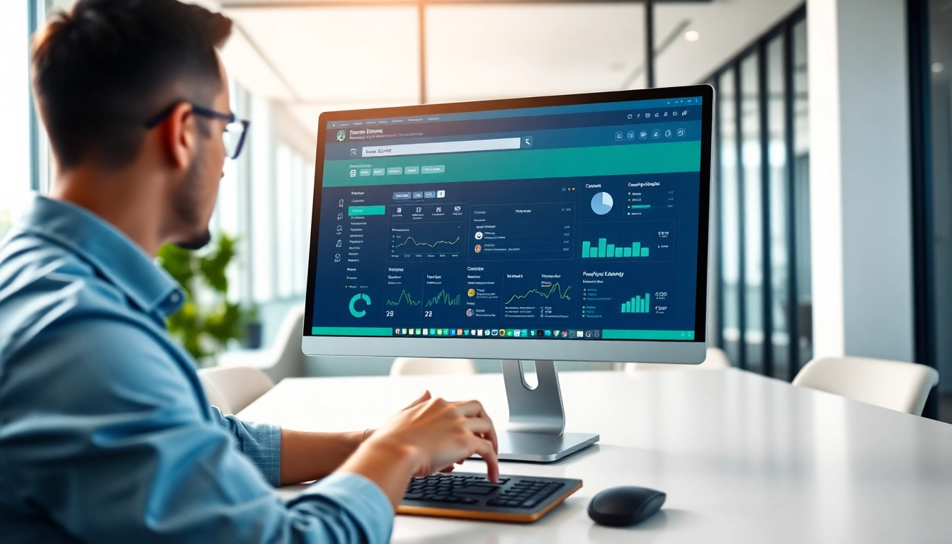 Showcasing enterprise search platforms interface in a modern workspace setting.