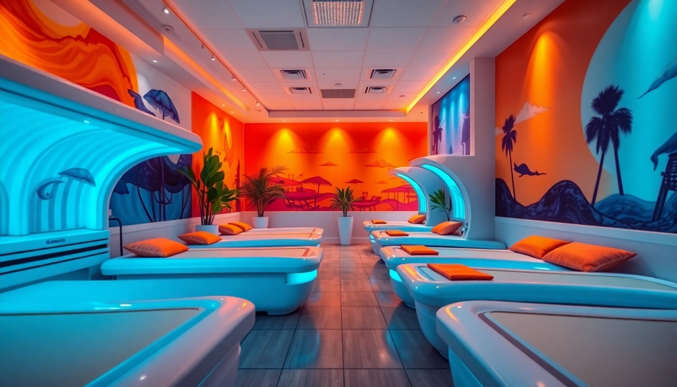 Menampilkan interior https://revolvesunlesstanningandsalon.com yang modern dan elegan dengan tempat tidur tanning yang nyaman.