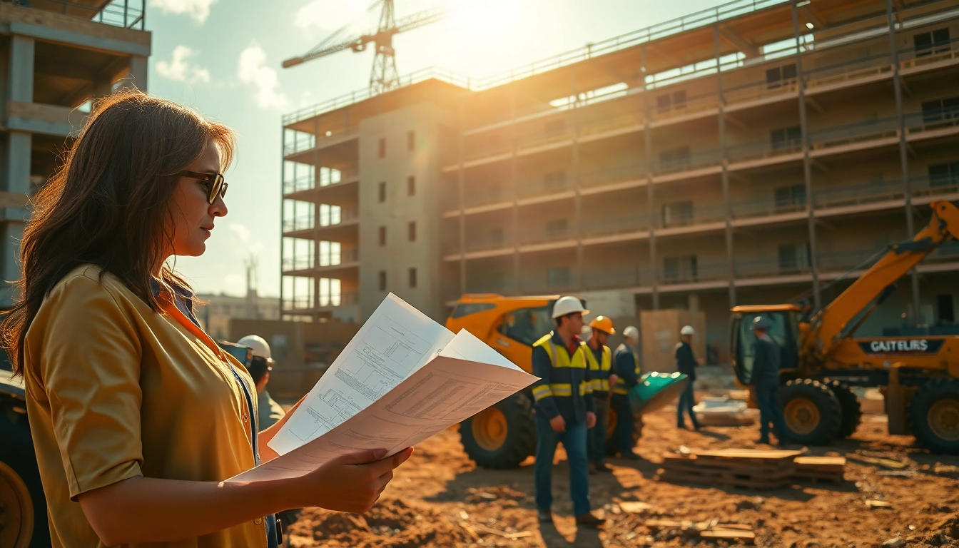 Workers collaborating on a Carolinas construction site showcasing diverse roles and teamwork.