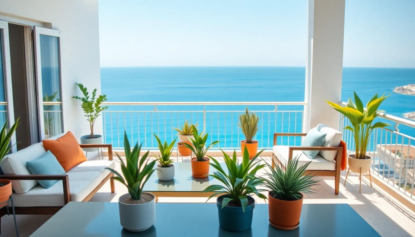 Showcasing inviting alanya flats for sale with a Mediterranean view from a bright balcony.