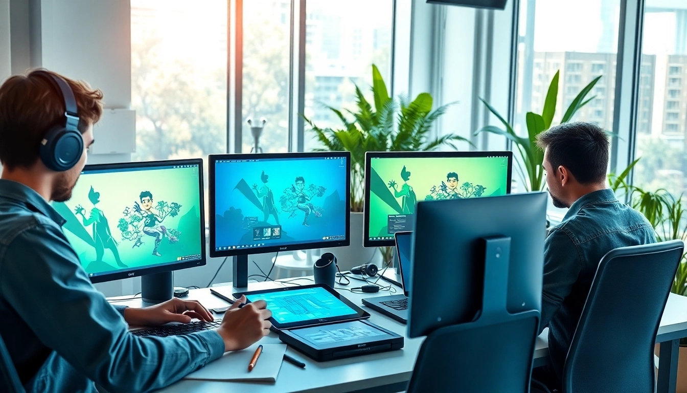 Animationsagentur arbeitet an lebendigen Projekten in einem modernen Studio.