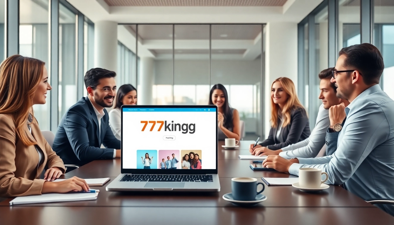 Team discussing strategies for 79king hn in a modern office setting.