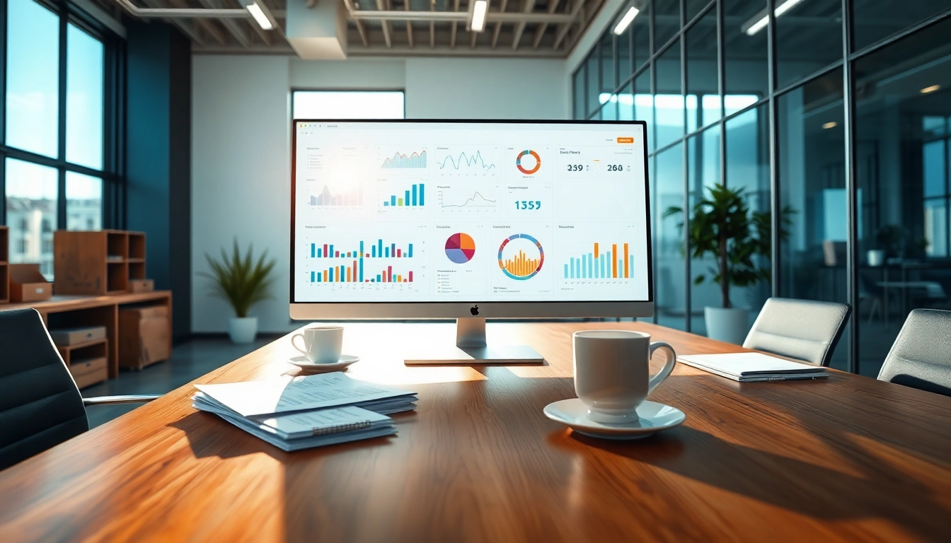 Illustrative example of MRP software interface in a professional office, showcases data-driven decisions.