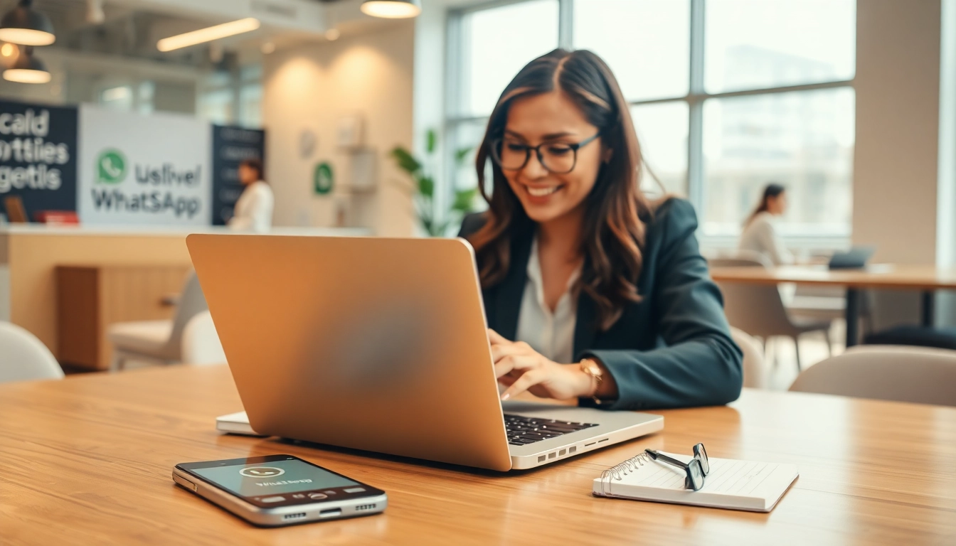 Engage effectively using What is a CRM for WhatsApp on a laptop in a bright office setting.