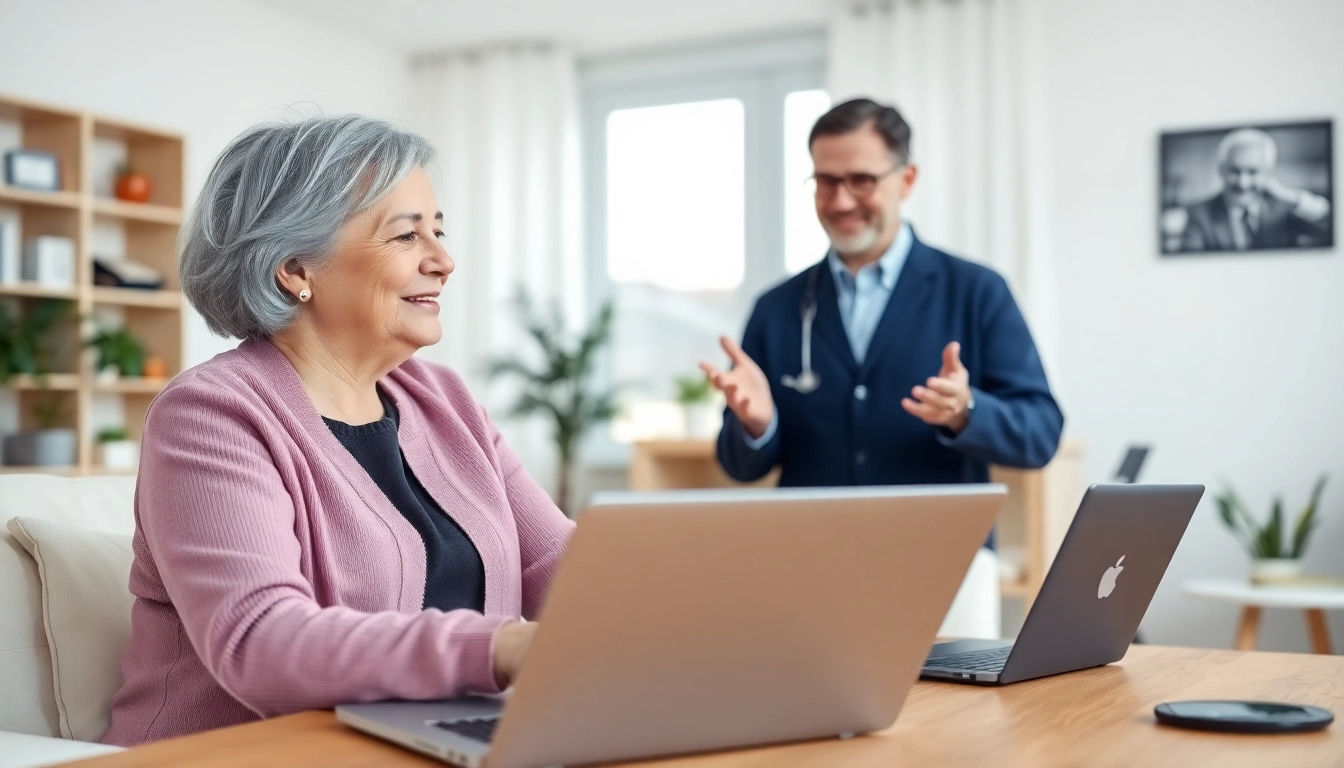 Access online medical advice from real doctors through a virtual consultation in a modern setting.