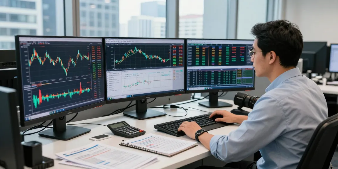 Trader analyzing an oil price live chart in a modern trading office, capturing a dynamic financial analysis atmosphere.