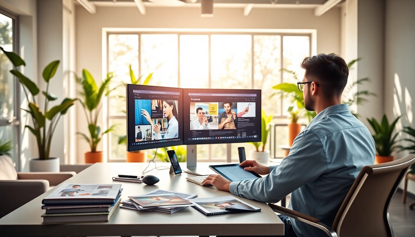 Innovative workspace showcasing web design edmonton concepts with a professional designer at work.