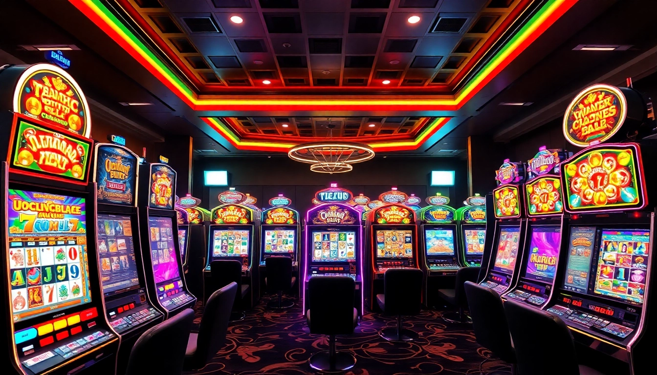 Jelajahi apk slot dengan suasana kasino yang menawan dan mesin slot beraneka warna.