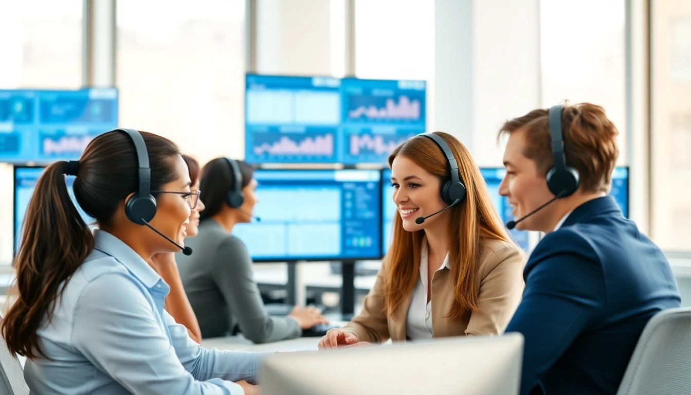 Agents utilizing call centre software to enhance customer interactions and team efficiency.