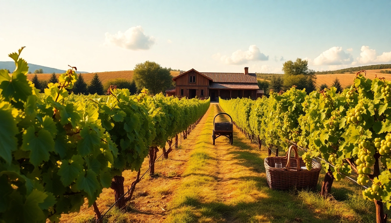 Experience the best wineries in California through this serene vineyard landscape featuring lush grapevines.