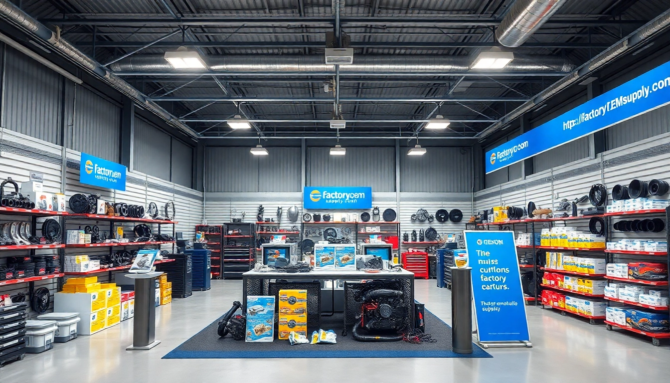Showcase of genuine OEM parts and accessories from https://factoryoemsupply.com/ in a modern showroom setting.
