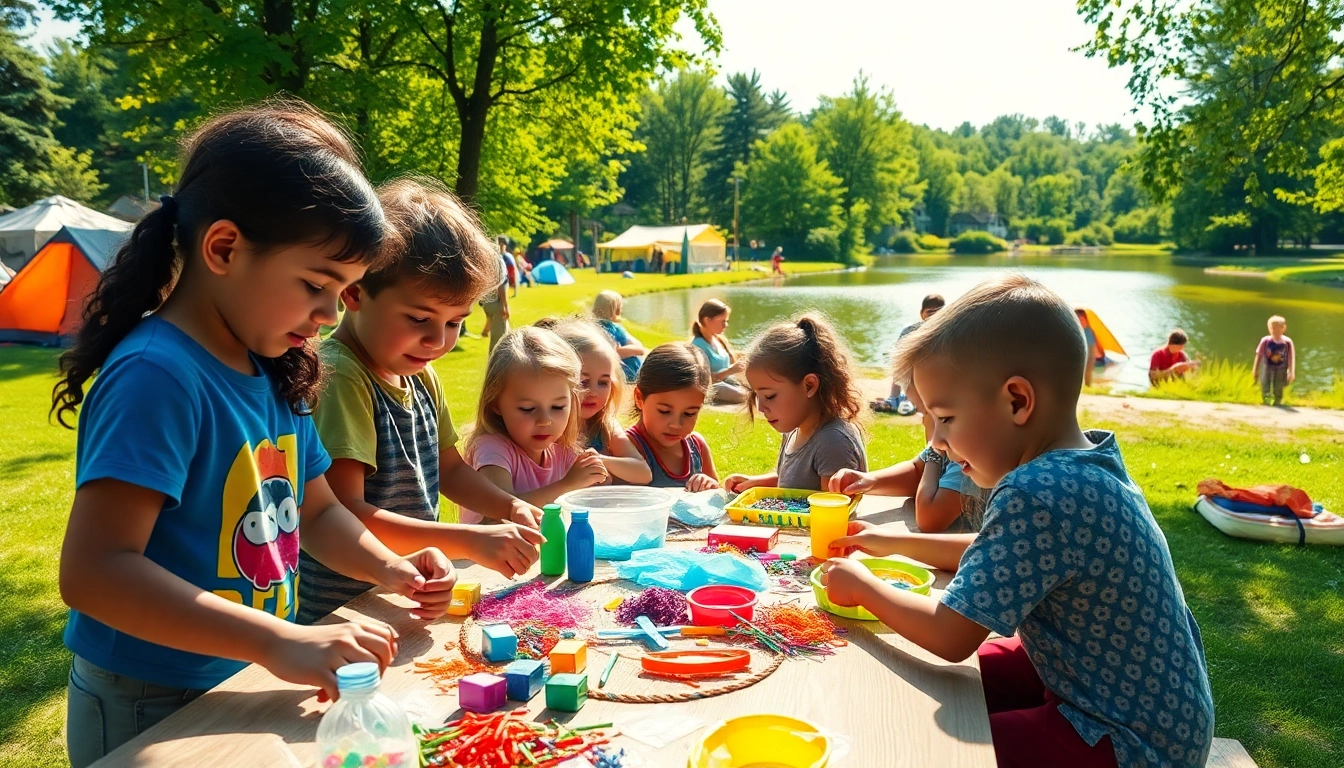 Kids participating in fun activities at a homeschool summer camp in a vibrant outdoor setting.